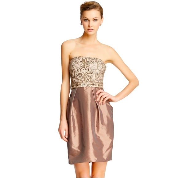 SUE WONG N3306 SOUTACHE BEADED STRAPLESS MINI COCKTAIL DRESS - Picture 1 of 12